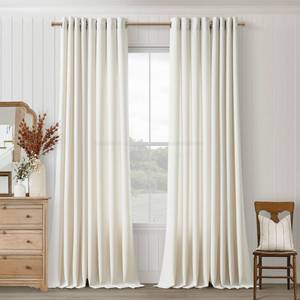 lot 44626 image: 102 Inch Linen Curtains for Living Room Dining 2 Panels Grommet Bronze Light Filtering Farmhouse Large Window Drape Flax Burlap Cream Ivory Curtain 102 Inches Long for Sliding Glass Door Bedroom - Retail $42