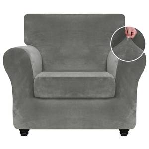 lot 44627 image: Luxury Velvet Chair Slipcovers with Arms 2 Piece Stretch Chair Covers for Living Room Thick Soft Armchair Slipcover Anti Slip Dog Pet Friendly Furniture Protector (Grey),30-47(1 Cushion) - Retail $27