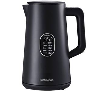 1.5L Electric Kettle Stainless Steel, Double Wall Cool Touch Teapot, Fast Boil,5 Temperature Control, LED Display, Auto Shut-Off, Keep Warm Function, Black - Retail: $40