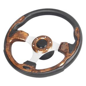 lot 44652 image: 12.5 Wood Grain Boat Steering Wheel Anti-Slip 34 Inch Axle Marine Steering Wheel Adapter for Seastar and Verad, etc. for Marine Boats, Vessels, Yacht, Pontoon Boat - Retail $35