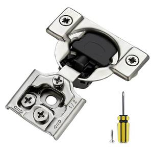 lot 44672 image: 60 Pack 30 Pair 12 inch Overlay Soft Close Hidden Door Hinges for Kitchen Stainless Steel Adjustable Satin Nickel Cabinet Hardware - Retail $69