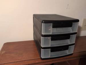 lot 165 image: 3-Drawer Storage Organizer with Office Supplies