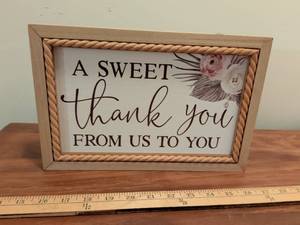 lot 188 image: Decorative Thank You Sign with Floral Design