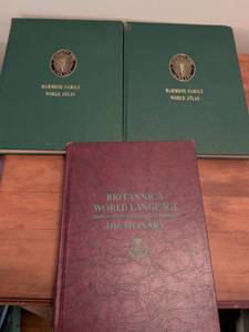 lot 216 image: Hammond Family World Atlas & Britannica Dictionary Set