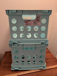 lot 223 image: Sterilite Light Blue Storage Crates