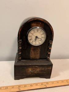 lot 273 image: Wooden Mantel Clock with Storage Drawer