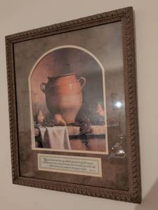 lot 214 image: Framed Still Life Print with Biblical Quote