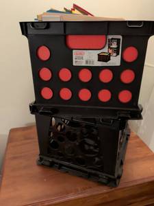 lot 226 image: Sterilite Storage Crate with Red Dots