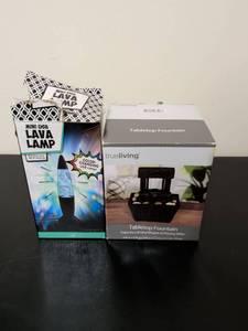 lot 317 image: TrueLiving Home Decor Bundle - USB Lava Lamp and Tabletop Fountain