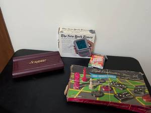 lot 371 image: Board Game Collection Bundle - NY Times Electronic Crossword, Scrabble & Triple Combination Set