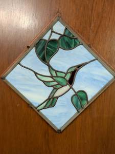 lot 538 image: Stained Glass Hummingbird Panel
