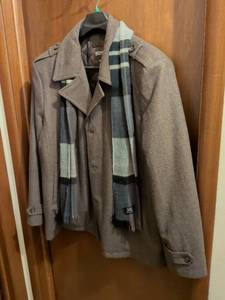 lot 541 image: Michael Kors Wool Coat with Plaid Scarf
