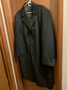 lot 544 image: Stafford Long Black Wool Blend Overcoat 44R