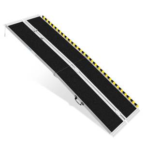 lot 5965 image: 8FT Portable Wheelchair Ramp, Non-Slip Aluminum Folding Handicap Ramp, 600 LBS Capacity Door Threshold Ramps for Home Steps, Scooter Ramp for Car, Doorways, Curbs, Stairs, Cart, Wheel Chair Steps - Retail $330