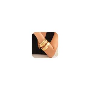lot 4858 image: MSSIEJEW 3PCS Chunky Gold Bangle Bracelets Trendy Wide Chunky Cuff Bangles Bracelets Stackable Bracelets Jewelry for Women (Gold A)