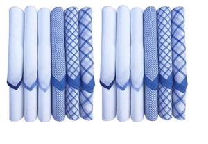 lot 4887 image: Caruso Italy Mens Italia 100% Pure Cotton Handkerchief White Blue Checks - Pack of 12