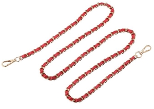 lot 4896 image: Red Leather Woven Chain Purse Strap
