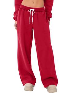 lot 4929 image: LOMON Wide Leg Sweatpants Women Fleece Sweat Pants Fall Spring Clothes 2026 Teen Girl Baggy Jogger Sweatpant with Pockets (Red, M)