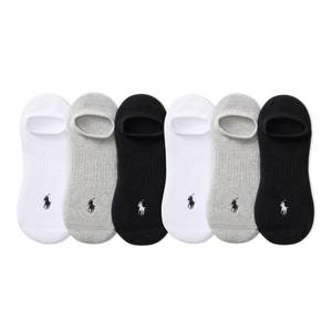 lot 4936 image: Polo Mens Performance Cotton No Show Sock 6 Pair Pack, Grey Assorted, Mens Shoe Size 6-12