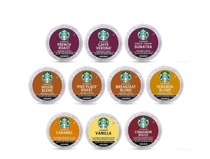lot 4944 image: Starbucks K-Cup Coffee Pods Starbucks .. .. Blonde, Medium, Dark&nbsp Roast, Flavored&nbsp Variety Pack .. for .. Keurig 1 box .. .. (40 pods total)