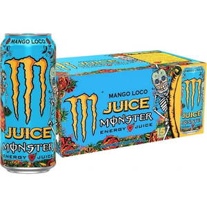 Monster Energy Juice Monster Mango Loco  Energy + Juice  Energy Drink  16 Ounce (Pack of 15) (NO VISIBLE EXP DATE)