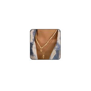 lot 4968 image: VRNGI Puka Shell Necklace Men Beach Surfer Necklace for Men Hawaiian Beaded Coconut Shell Necklaces Conch Seashell Necklaces Wood Heishi Women Summer Jewelry