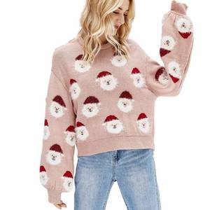 lot 4976 image: LUBOT Ugly Christmas Sweaters for Women Soft Acrylic Blend Cute Fuzzy Funny Wintertime Holiday Parties Knitted Pullover Santa Pink S