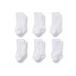 lot 4988 image: Amazon Essentials X Sofia Grainge Unisex Babies Cable Knit Knee-High Socks, White, 12-24 Months