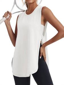 lot 4992 image: Tankaneo Womens Side Slit Workout Tank Tops Cotton Sleeveless T Shirts Oversized Summer Casual Yoga Gym Tees XL