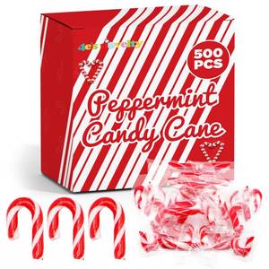 lot 5021 image: 4Es Novelty 500 Pack Mini Candy Canes Bulk - Individually Wrapped, 2-Inch Mini Candy Canes, Classic Peppermint Flavor, for Christmas Treats and Christmas Bulk Stocking Stuffers, Perfect for Kids & Adults