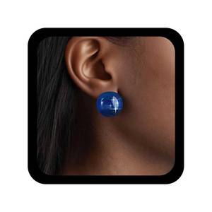 lot 5057 image: Allereyae Boho Blue Ball Stud Earrings Acrylic Ball Earring Round Glass Stud Earring Large Balls Earring Resin Bead Party Prom Jewelry for Women
