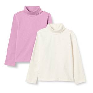 lot 5088 image: Amazon Essentials Girls Girls 2-Pack Turtleneck T-Shirt, Oatmeal HeatherMauve, Large