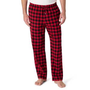 lot 5098 image: Amazon Essentials Mens Breathable Flannel Pajama Pant, Relaxed Fit, Drawstring, Cotton, Cherry RedBlack Classic Buffalo Plaid, Large