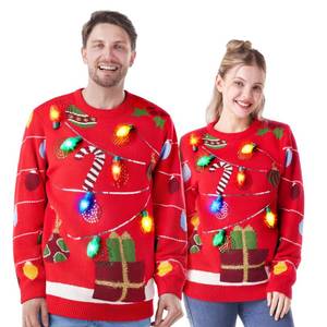 lot 5112 image: JOYIN Ugly Christmas Sweater Women Men Couples, LED Light Up Ugly Christmas Sweater Kids 2025 String Lights(Red Medium)