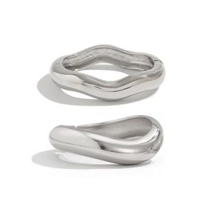 lot 5129 image: Salircon Gold Bangle Bracelets for Women Silver Wide Chunky Cuff Bracelets Trendy Hinged Cuff Open Wide Chunky Bracelet Irregular Minimalist Jewelry