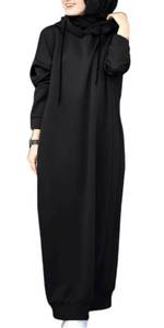 lot 5155 image: Womens Maxi Long Hoodie Dress Pullover Sweatshirt for Muslin Girl Spring Fall Autumn Winter Loose Dress (US, Alpha, fits XX-Large to 3X-Large, Black)