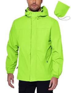 lot 5184 image: COOFANDY Men Rain Jacket Waterproof Green Outdoor Lightweight Softshell Raincoat for Hiking Travel small