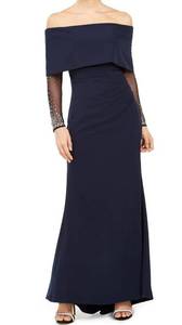 lot 5189 image: Vince Camuto Womens Embellished Gown Off-Shoulder Dress, Blue, 4