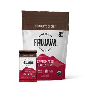 lot 5199 image: Frujava Organic Caffeinated Energy Bars - Chocolate Cherry - Powered By Coffee Fruit - 40mg of Natural Caffeine - Plant Based, Gluten-Free (Pack of 8)