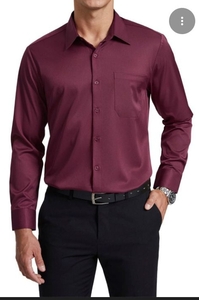 lot 5207 image: Enlision Mens Maroon Dress Shirts Formal Long Sleeve Button Down Casual Stylish Business Shirt and Tie Set Mens Wrinkle Free Collar Shirts for Weeding