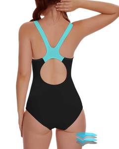 lot 5227 image: Beautikini Period Swimwear One Piece Racerback Training Bathing Suit Women Period Swimsuits for Teen Girls Ages 11-14(Blue Purple X-Small)
