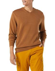 lot 5270 image: Amazon Essentials Mens V-Neck Pullover Sweater Toffee Brown, medium