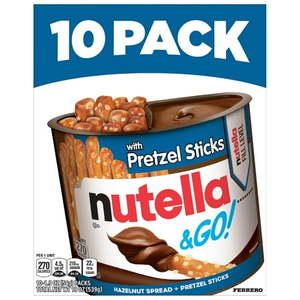 lot 5279 image: Nutella & Go Hazelnut Spread with Pretzel Sticks  On-the-Go Snack Cups  10 Packs  19 oz