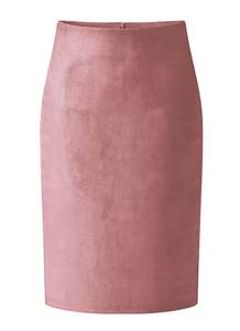 lot 5280 image: CHARTOU Womens Lightweight Elastic-Waist Faux Suede Leather Side Split Hip Packaged Skirt (Pink, Small)