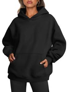 lot 5296 image: Trendy Queen Womens Oversized Hoodies Fleece Sweatshirts Fall Fashion Pullover Sweaters Winter Clothes Black L
