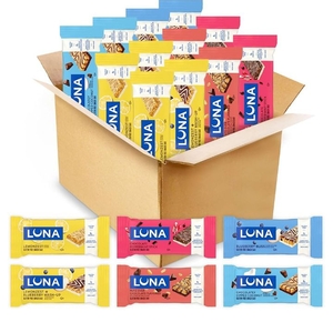 lot 1671 image: LUNA Bar - Variety Pack - Gluten-Free - Non-GMO - 7-9g Protein - Made with Organic Oats - Low Glycemic - Whole Nutrition Snack Bars - Amazon Exclusive - 1.69 oz. (12 Count)