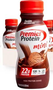 lot 1676 image: Premier Protein Shake MINIs,Chocolate,22g Protein,120 Calories,No Added Sugar,8.75 fl oz  6 pack