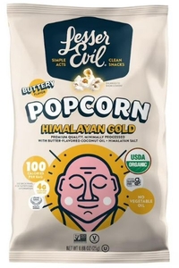 lot 1709 image: Lesserevil Organic Himalayan Gold Gluten-Free Popcorn, Allergen-Free, 0.88oz Snack Pack 12 pack