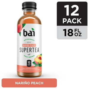 lot 1719 image: Bai Iced Tea  Narino PEach  Antioxidant Infused Supertea  18 Fluid Ounce Bottle  12 count