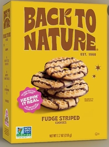 lot 1768 image: Back to Nature Fudge Striped Cookies 7.7 Oz Box.